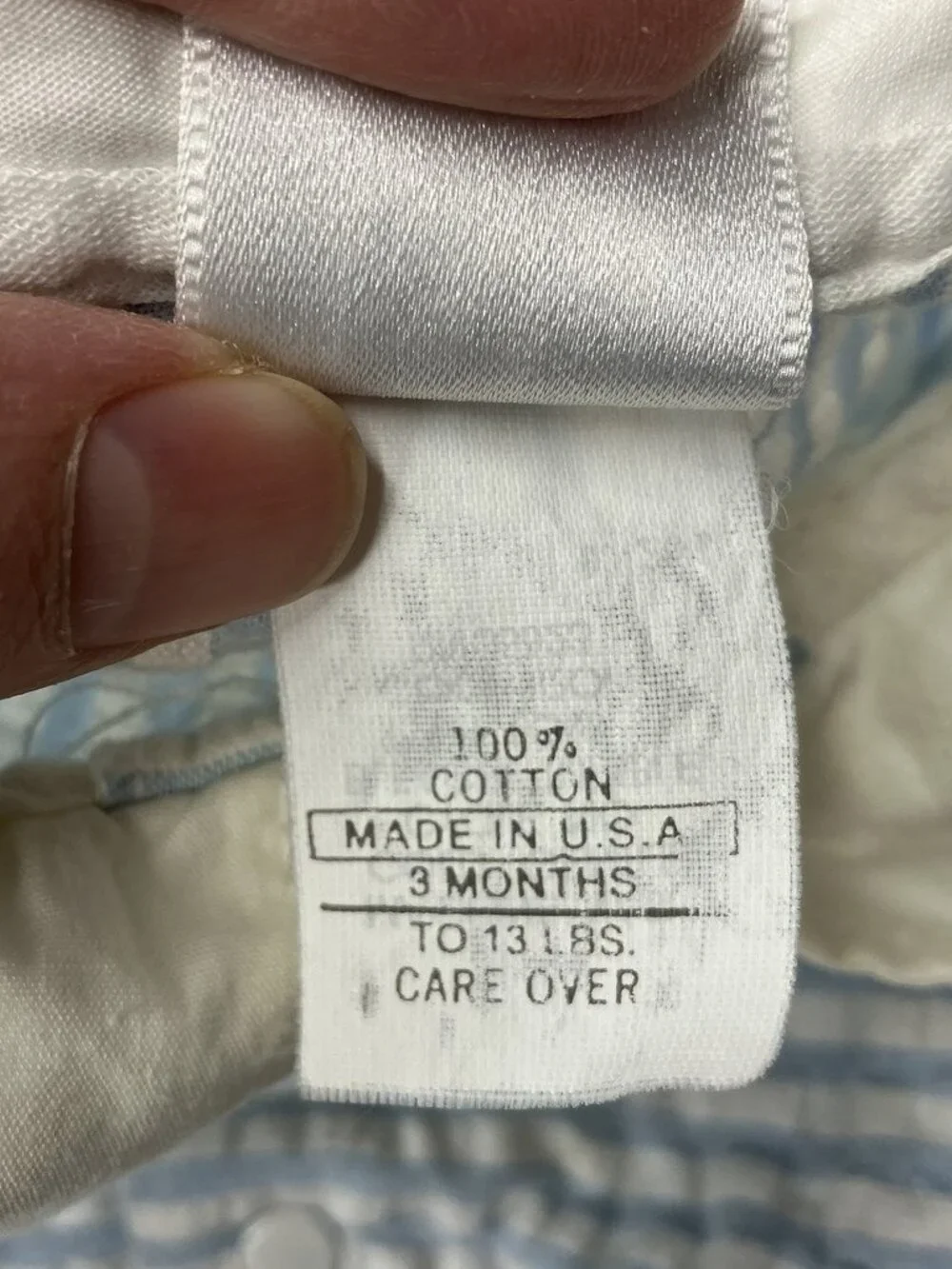 Vintage Baby Dior Seersucker Romper One Piece Blue White Stripes Train READ